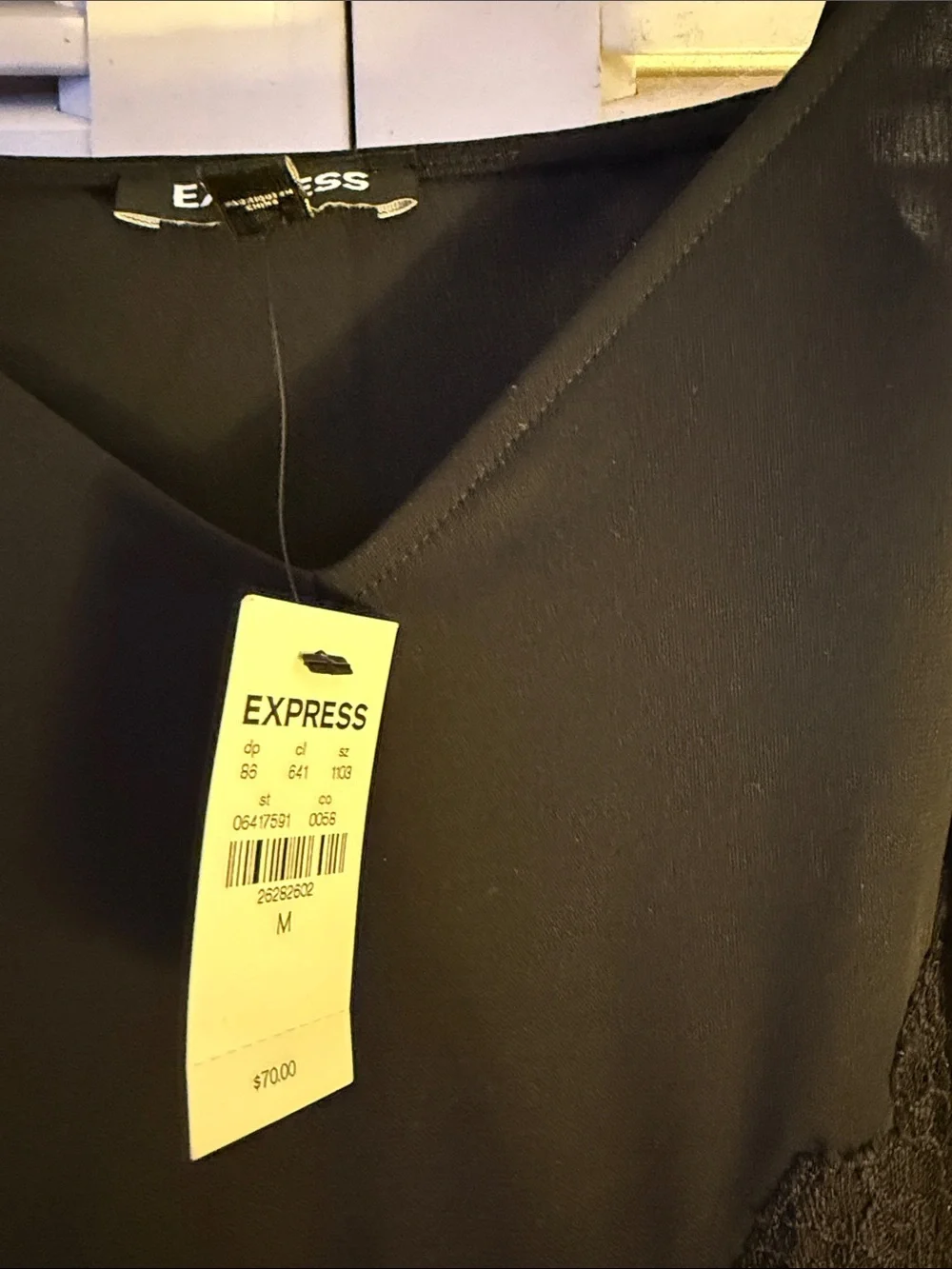 Express Black Lace-Trim Pleated Slip Camisole